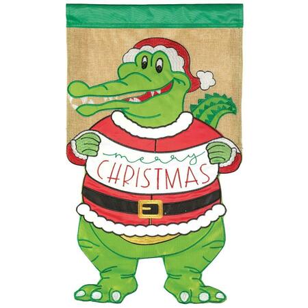 RECINTO 30 x 44 in. Alligator Merry Christmas Garden Flag RE3459532